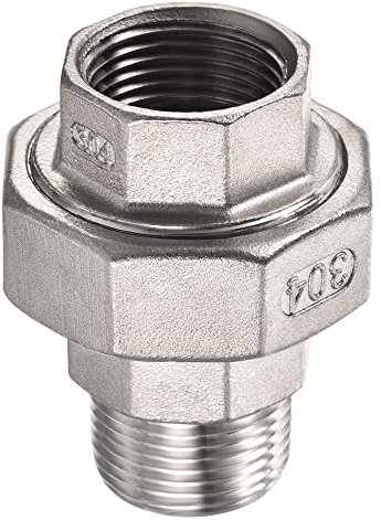 M METERXITY Tuyau Raccord Union - Inox Acier Double Fileté Tuyau Connecteur, avec Caoutchouc Anneau, Appliquer à DIY Projet, (3/4PT Mâle x G3/4 Femelle Filetage, Argent)
