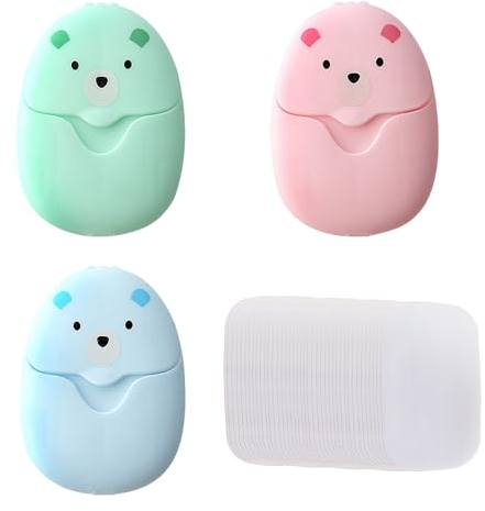 3 cajas de copos de jabón de viaje con 40 piezas de relleno, mini copos de jabón portátiles, copos de jabón de papel de viaje, copos de jabón perfumado, desinfectante de manos espumoso para camping,