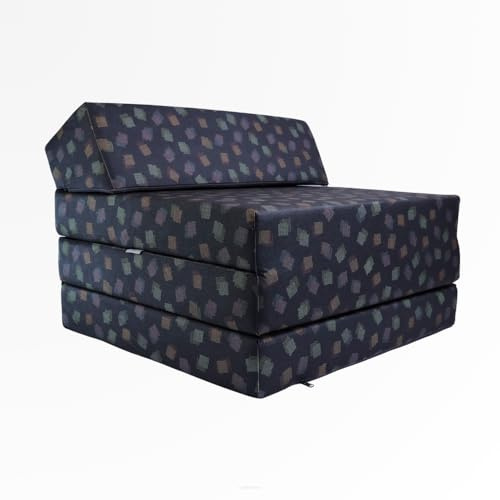 FORTISLINE Klappmatratze 200x70x10 cm mit Kopfteil, 3-teilige Faltmatratze, Gästematratze und Reisematratze, Schaumstoffmatratze mit waschbarem Bezug, Oeko-TEX, hergestellt in der EU