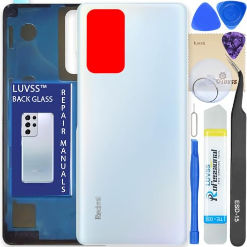 LUVSS Tapa Trasera Vidrio para Xiaomi Redmi Note 10 Pro Cubre Bateria Reemplazo Kit de Reparación (Azul)