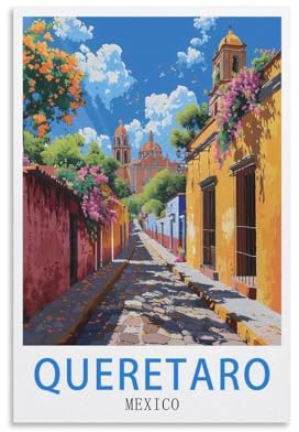 LNUYITR Queretaro Mexiko Vintage-Reiseposter, 20 x 30 cm, Leinwandkunst-Poster und Wandkunst, Bilddrucke, modernes Heim-, Schlafzimmer-Dekor-Poster