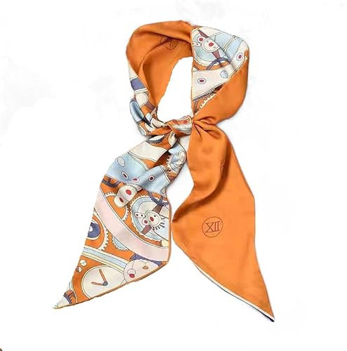 GIMIRO Satin Seidenschal 148 x 13,5 cm Krawatte Double Layer Bund für Blazer, Mantel, Kleid (35# Clock Orange)