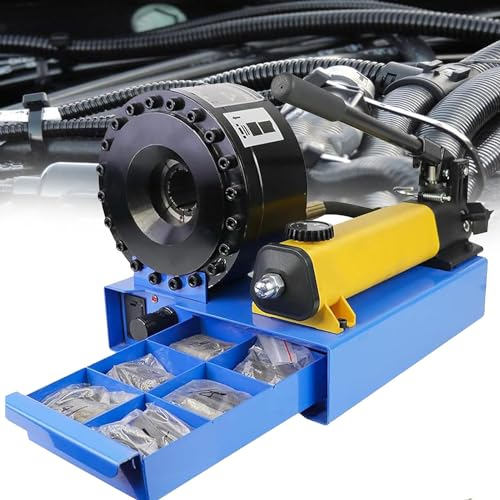 YANGYMM Handhydraulisches Schlauch-Crimpwerkzeug, Schlauch-Crimper-Maschine, Mini-Schlauch-Pressmaschine Mit 7 SäTzen Von Matrizen, für Bagger-Automobil-Landmaschinen-Pipelines