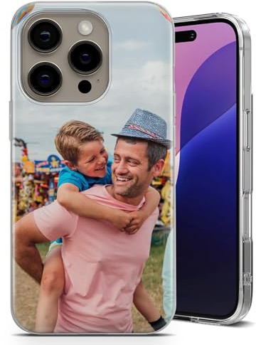 EMIT PRINT Personalisierte Hülle für das iPhone 13 Pro Max Langlebige TPU Silikon Handyhülle | Gestalten Sie Ihre Idee mit Bild Foto Logo Text und Namen - EIN Bild Layout
