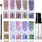 EONFAVE 10 Farben Festival Glitzer Gesicht, Face Chunky Glitter, Body Cosmetic Glitter mit Kleber für Körper, Haare, Nägel, Bühne, Halloween, Party, Inklusive Long Lasting Fix Gel und Pinsel (Blau)