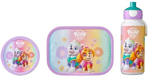 Mepal - Pausenset Campus - Set für Kinder mit Pop-up Trinkflasche, Lunch Box und Obstbox - Lunch-Set für die Schule oder unterwegs - Spülmaschinenfest - 400 plus 750 plus 300 ml - Paw Patrol Girls