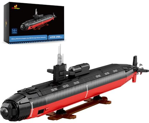 JMBricklayer Atom-U-Boot-Bausatz für Erwachsene, Militär-U-Boot-Spielzeug im Maßstab 1:125, Angriffs-U-Boot-Modellbausatz der Los-Angeles-Klasse, Armee-Spielzeuggeschenke für Erwachsene Männer