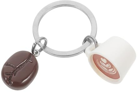 Amosfun Coffee Keychain, Coffee Bean Cup Charm Key Holder Personalized Bag Hanging Pendants Themed Keychain Charms for Lover