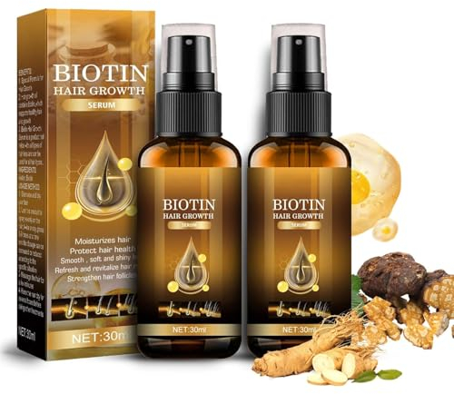 Shefave Biotin Haare Serum, 2PCS Haarspray Haarwachstum Beschleunigen Haarwuchs Serum Biotin Haarwachstum Hair Growth Spray, Haarpflege für Dünnes Trockenes Haar, Gegen Haarausfall (M-2pcs)