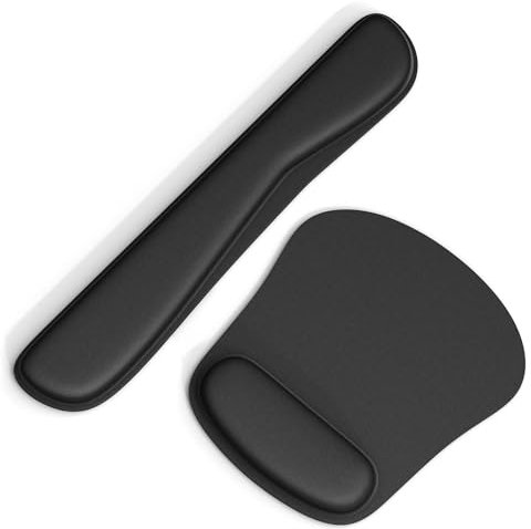 Mauspad mit Gelkissen - Ergonomisches Tastaturpad und Mousepad mit Handgelenkauflage für Tastatur und Maus - Rutschfest und Wasserfest - Memory Foam Handballenauflage für Laptop und PC - GOMIN
