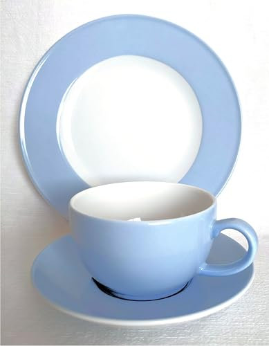Dibbern SONDERAKTION Solid Color - Kaffeetasse m.U. 0,25 + Teller 21 cm - morgenblau - NEU