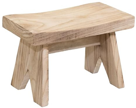 Spetebo Banco de flores de madera natural, rectangular, 40 x 25 cm, madera auténtica, soporte decorativo para plantas, taburete de madera maciza, soporte para flores, plantas en maceta, jardín,