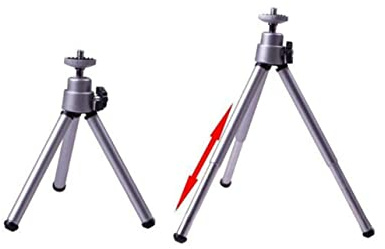 Kleiner Stativ aus Aluminiumlegierung mit 3 Verstellbaren Beinen, Silber | Kamerahalterung, für Unebene Flächen und Enge Bereiche, Leicht und Kompakt