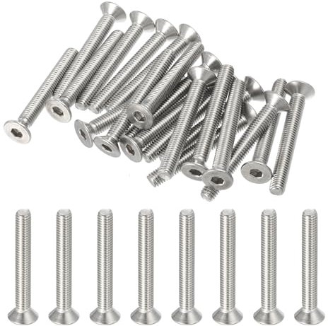 PATIKIL #10-32 x 1-1/2 Tornillos de Cabeza Plana, Paquete de 20 Tornillos de Acero Inoxidable 304 Avellanados Planos Tornillos de Máquina de Unión Rosca Completa UNF Grado 6.8