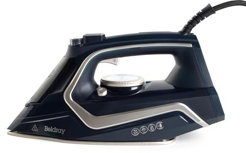 Beldray BEL01980VDE Ferro da stiro 2600 Watt - Piastra in ceramica antiaderente, controllo variabile della temperatura/vapore, autopulente, serbatoio dell'acqua da 280 ml, getto di vapore da 140 g/min