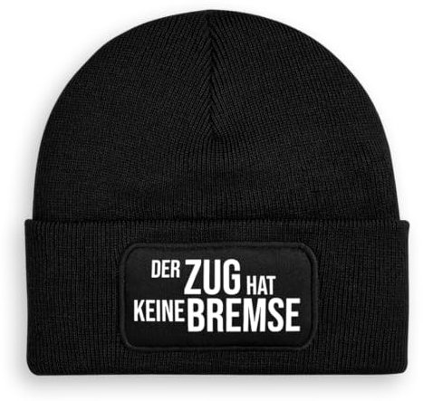 Prozente Momente Der Zug hat Keine Bremse - Beanie | Strickmütze | Wollmütze | Beanie mit Druck | lustige Sprüche | Apres-Ski | Winter | Schwarz