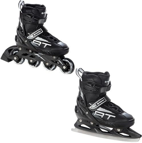 RAVEN Profession 2in1 Schlittschuhe Inlineskates Inliner für Kinder und Erwachsene verstellbar (Black, 28-32 (18,5-21cm))