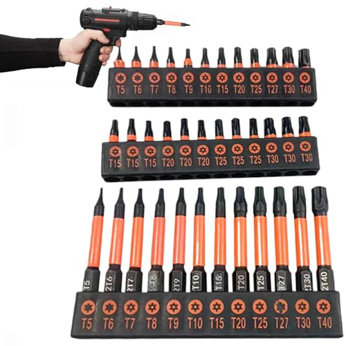 Set di punte a stella | Set di punte in acciaio S2 Torx Set di cacciaviti - Punte dinamometriche di sicurezza per cacciavite magnetico per moto e camion