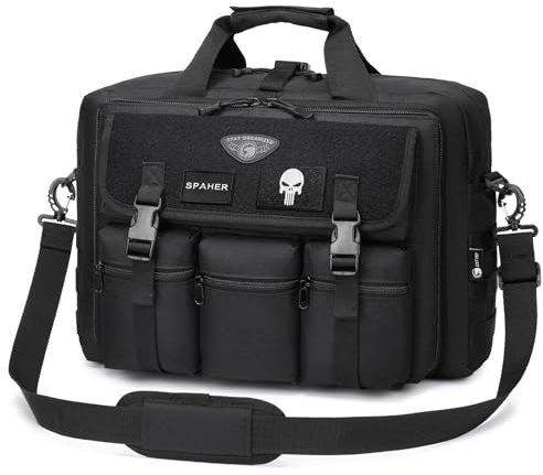 SPAHER Borsa Porta PC 17 Valigetta 24 Ore Borsa Tattica Ventiquattrore Uomo Borsa Lavoro Ufficio Laptop Computer PC Portatile Portadocumenti Cartella Briefcase Messenger Bag