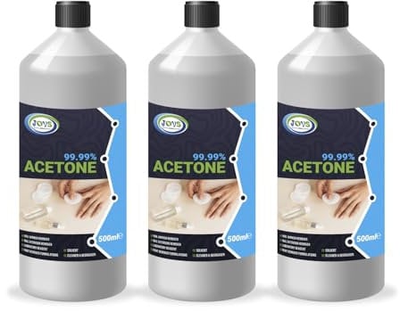 JOVS 99.99% Pure Acetone 3x 500 m – High-Strength Nail Polish Remover for Gel Nails, Acrylics, & Nail Glue | Multi-Purpose Solvent for Salon & Home Use | Removes Paint, Varnish, and Adhesives.