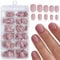 LunarCharm 240 pièces de faux ongles carrés – ongles courts nude foncé à presser, faux ongles avec couverture complète et bandes adhésives