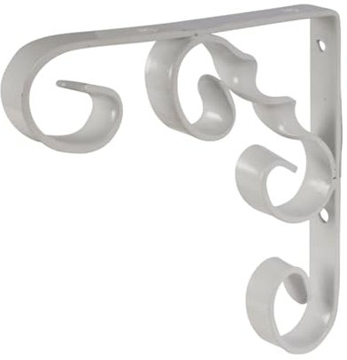 Dekton Gedrehte Schmiedeeisen Scroll Regalhalterung, pulverbeschichtet, 12,7 x 12,7 cm, robuste Metallkonstruktion, elegantes Schnörkel-Design, rostbeständige Pulverbeschichtung, unterstützt Regale