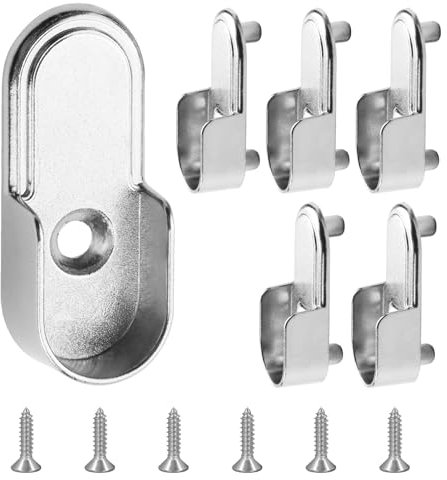 Lot de 6 Supports Robustes pour Tringle à Vêtements - Montage Facile pour Rail d'Armoire