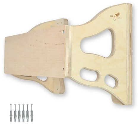 GRIPNATIC Waveline Wandhalterung für Hangboards – Birke Sperrholzhalter für Klettertraining – 120 kg Tragkraft – Indoor – Montagematerial enthalten