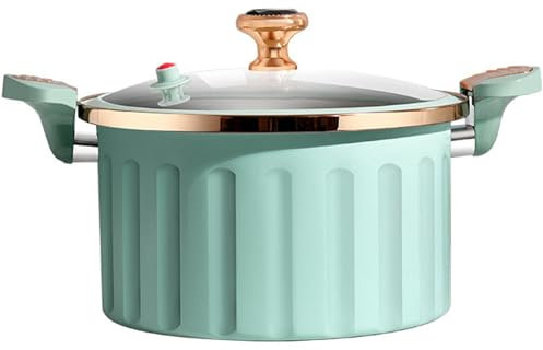 Sanfiyya Ceramic Coated Sauce Pan, Black Crock Pot with Lid, Large Capacity Enamel Small Pressure Cooker with Handle & Safety Valve for All Kinds of Stovetop