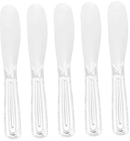 Healvian Set 5Pezzi Cucchiaio Cosmetico Spatola per Maschera Viso e Crema, Plastica per Applicazione e Campionamento Prodotti di Bellezza