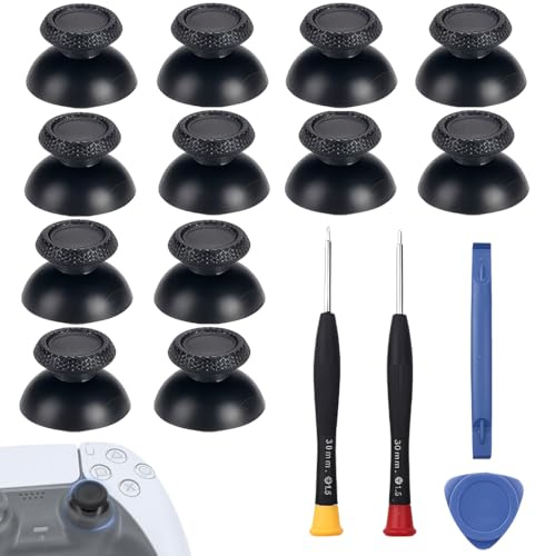 Teegxddy 12-teiliges Set PS5 Controller Sticks,Thumbstick Silikon Kappe und Reparaturwerkzeug Kit,Texturierte Analoge Joystick Attachment für Verbessert die Genauigkeit und Haltbarkeit
