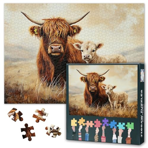 Hochlandkuh Puzzle 1000 Teile Erwachsene, Tiere & Natur Schwieriges