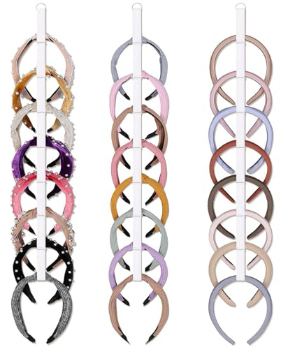 Vesavifaka 3 PCS Headband Holder Organizer for Girl, Hanging Hairband Storage for Women, Hair Accessories Organiser, White Hair Hoop Display Hair Accessories Organizer Bedroom College Dorm Decor