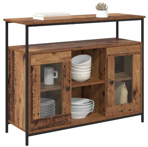 vidaXL Sideboard Altholz 100 x 35 x 80 cm Holzwerkstoff | Elegant und praktisch mit klaren Linien, Die Scharnier-Türen öffnen geräumige Fächer, Gefertigt aus strapazierfähigem