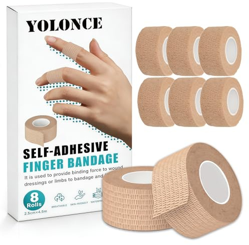 8 Rouleaux de Bandes Élastiques Auto-adhésives 2.5 x 4.5, Sports Bande Cohésive Elastiques, Bandage Autoadhésif, pour Le Sport, Doigt, Poignet, Cheville, Animaux (Couleur De Peau)