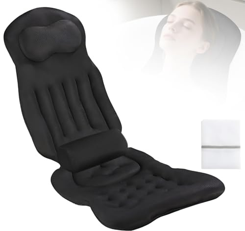 Ganzkörper Badewannenkissen für die Badewanne, Sprudelmatte Badewanne mit Kopfstütze und Lendenwirbelstütze, Badesofa Badewannenkissen mit SaugnäPfen und Hängehaken (Schwarz)