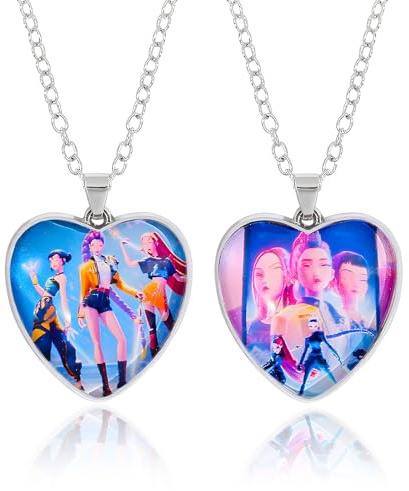 yumcute 2 pcs Anime Herz Anhänger Halskette, Lila Freundschaftskette für Fans, Frauen, Mädchen, Trendiger Modeschmuck Für Alltag Geburtstag Mottopartys