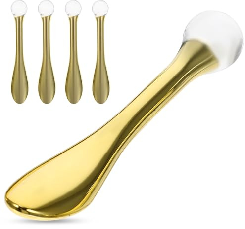 Healvian 5 Stück Professioneller Kompakter Augencreme Applikator aus Zinklegierung mit Kühlender Massagefunktion für Tägliche Anwendung gegen Augenschwellungen
