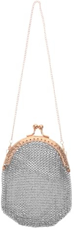 TEHAUX Porte-Monnaie Vintage en Maille Métallique Dorée – Mini Portefeuille Victorien en Métal avec Fermoir, Pochette Rétro Compacte pour Pièces de Monnaie, Rangement Polyvalent