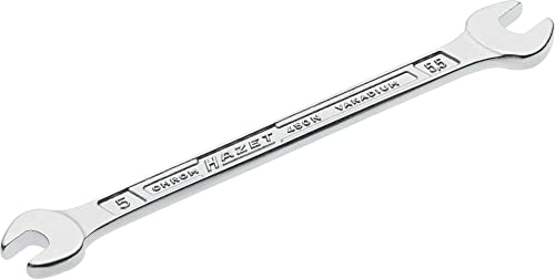 HAZET Doppel-Maulschlüssel 450N-5X5.5 verchromt, Schlüsselweite: 5 x 5.5 mm | Maulstellung: 15° | Schaft mit extra stabilem HAZET Doppel-T-Profil | Made in Germany