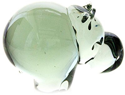 Handgefertigt aus recyceltem Glas Nilpferd Skulptur o3-c