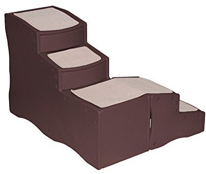 Pet Gear Easy Step Betttreppe für Katzen/Hunde, anpassbar an beide Seiten des Bettes, abnehmbare, waschbare Teppichstufen, Aufbewahrungsfach, für Haustiere bis zu 38kg