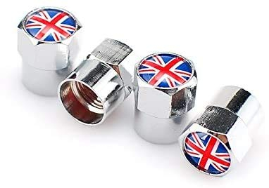 Goliton Britische Flagge Mini Ventilkappe Metall Gasdüsenkappe - Silber (Britische Flagge)