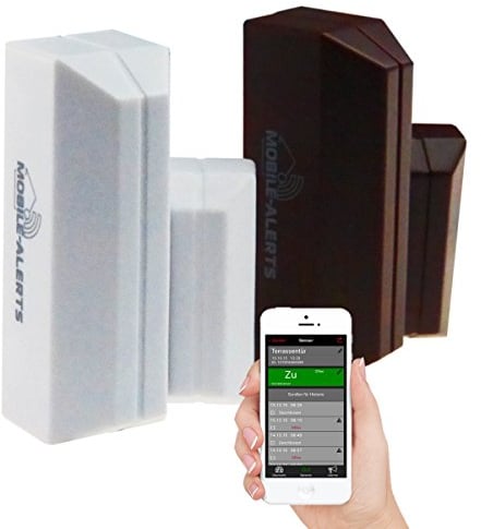 Technoline Mobile Alerts Fensterkontakt 1-er Set MA 10800-1, 1 x weißes Gehäuse und 1 x braunes Gehäuse, 5.2x1.7x3.1 cm