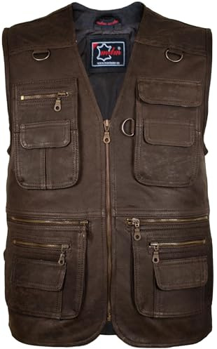 MDM Herren Jagd Lederweste in braun (5XL)