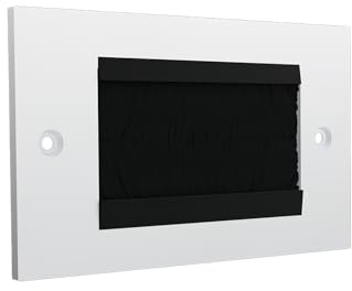 rhinocables - Double Gang Brush Plate | Cable Tidy Access | Wall-Mounted Faceplate | Black or White Brush Option | Tidy Lead Solution for Wall | Neat TV to Devices, Black