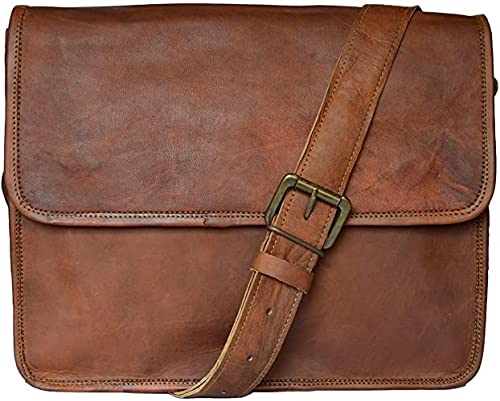 ALASKA EXPORTS - Sac en Cuir pour Ordinateur Portable - Messenger en Cuir pour Homme et Femme - Mallette pour Homme - Sacoche Parfaite pour l'école et Le Travail 11 x 15 inches (Brown)