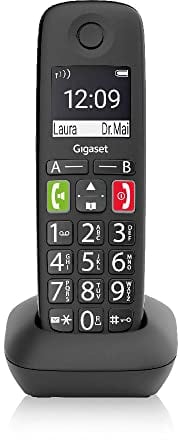 Gigaset E290HX - Téléphone Portable supplémentaire avec sonneries Fortes, Grands Chiffres et Son amélioré, Touches d’Appel Rapide, Mains Libres avec Volume réglable, Noir (Version Italienne)