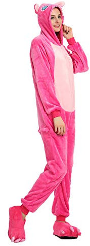 Kimily-UK Monkey Kigurumi Flanela Unicornio Pijamas la Ropa de Noche del Canguro Onesie 3D Vaca lechera Cartoon Animal Cosplay Disfraces Mascotas Carnaval Navidad Ropa especializada para Adultos