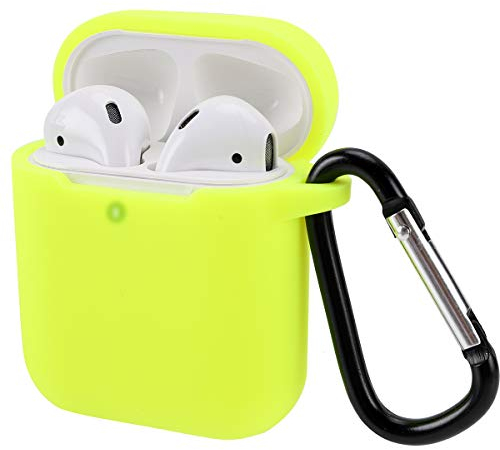 KOKOKA Schutzhülle Hülle Kompatibel mit AirPods 2 & 1, Silikon Schutzhülle Hülle Case für AirPods 2 & 1, LED an der Frontseite Sichtbar Stoßfeste Schutzhülle, Brilliant Yellow